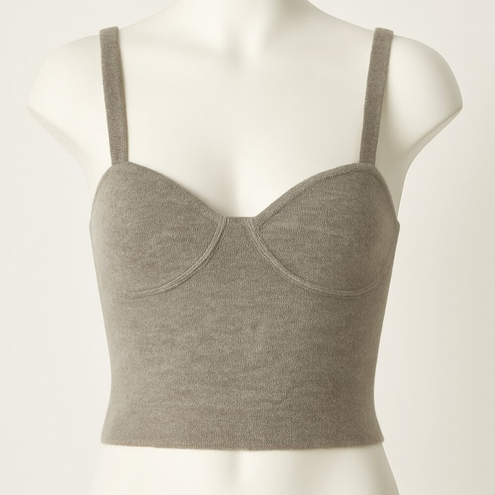 Wilfred Cashmere Wool Blend Knit Bustier Tank Top Beige Gray Wool Soft- M Medium